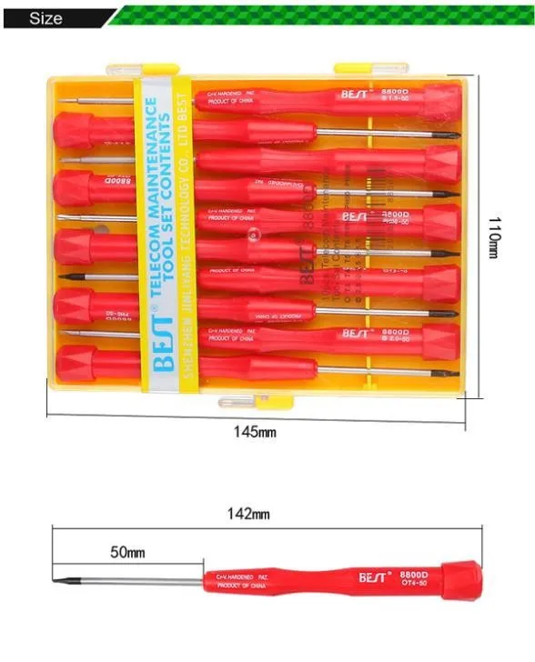 BEST-8800D 10 в 1 многоцелевые прецизионные отвертки набор инструментов для обслуживания мобильного телефона T3 T4 T5 T6