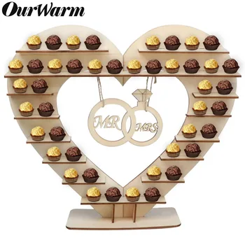 

OurWarm Rustic Wedding Cake Stand Candy Bar Ferrero Rocher Chocolate Stand Wooden Heart Tree Display Stand Table Decoration