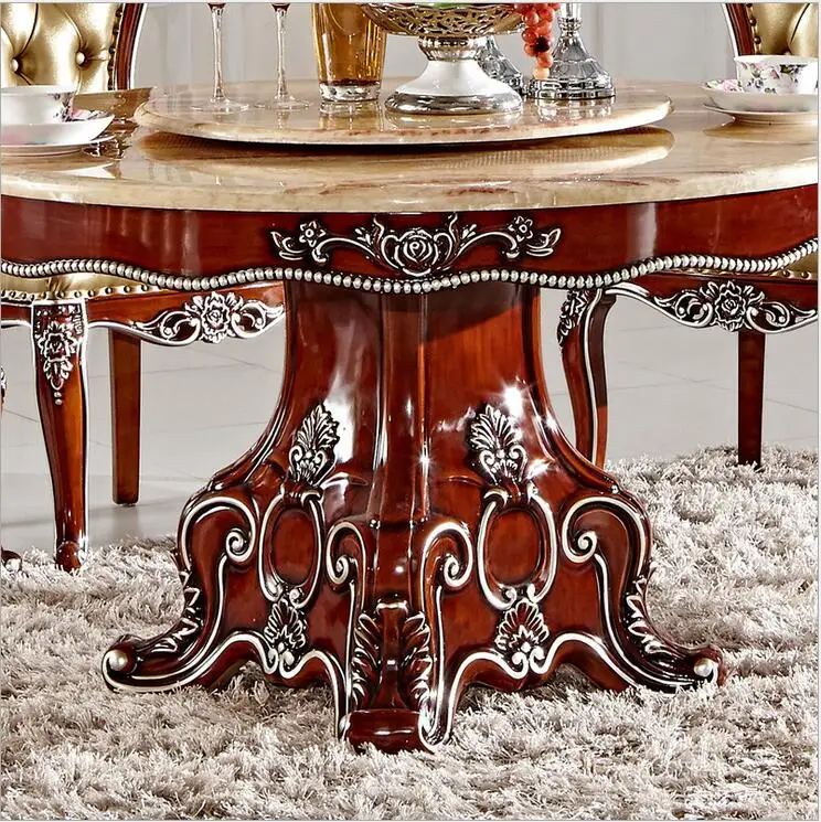 Antique Style Italian Dining Table, 100% Solid Wood Italy Style Luxury Dining Table Set pfy2001