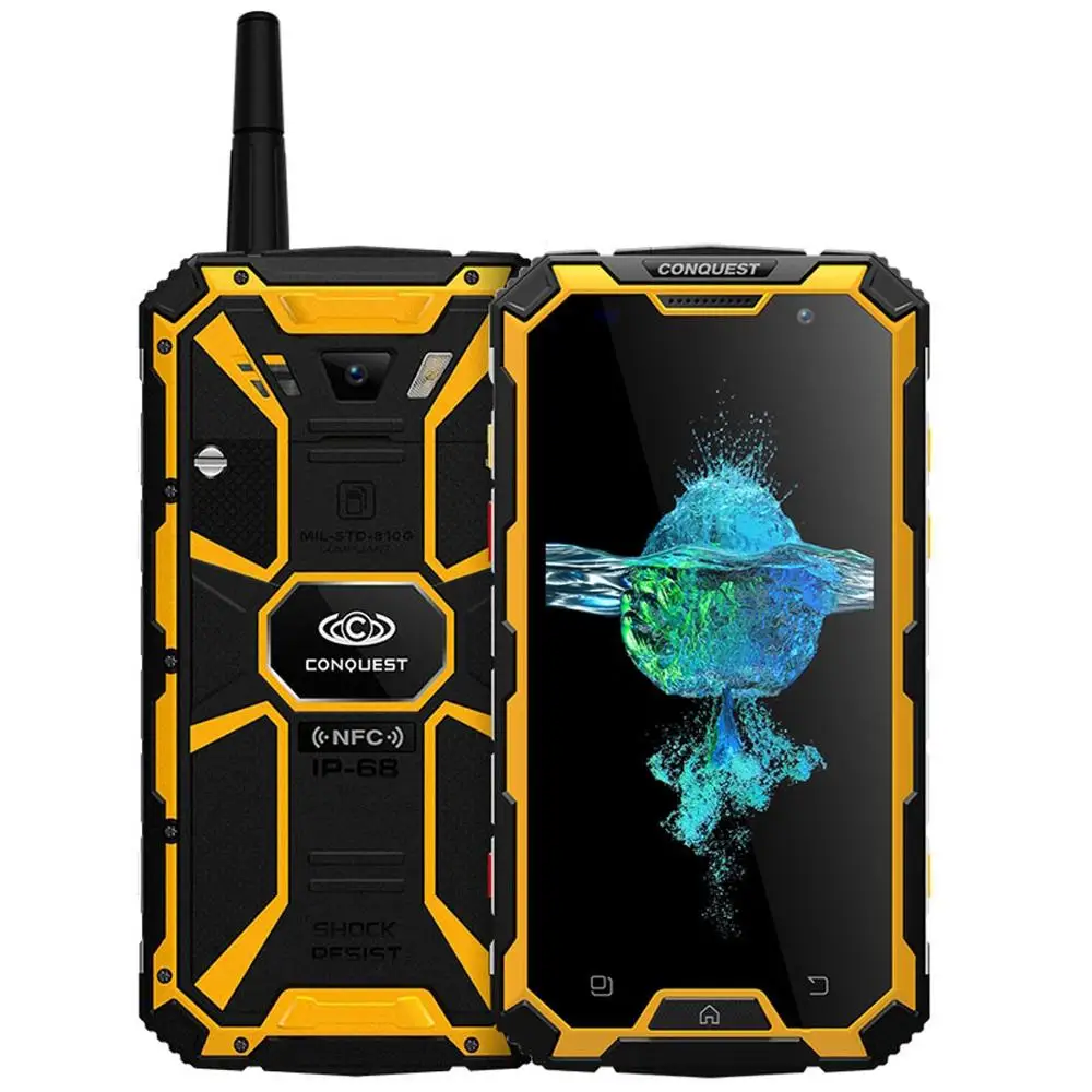 CONQUEST S8 IP68 прочный смартфон 4 Гб 64 ГБ Android 7,0 Восьмиядерный водонепроницаемый мобильный телефон NFC/IR/SOS/OTG/FM/Walkie talkie - Цвет: Цвет: желтый