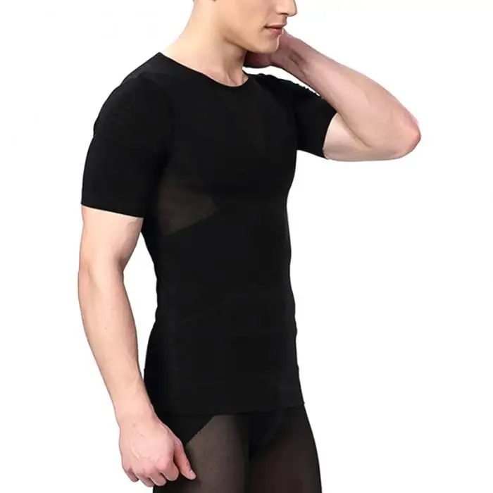 Мужское моделирующее белье Shaper компрессионная футболка с коротким рукавом Топ для лета SMN88