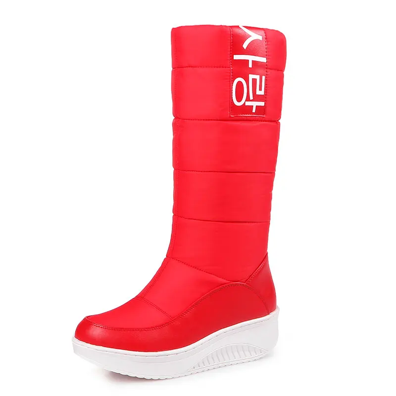 

fashion hot red winter warm women shoes simple slip-on trifle with round toe waterproof all-match mid-calf snow boots dxj1275