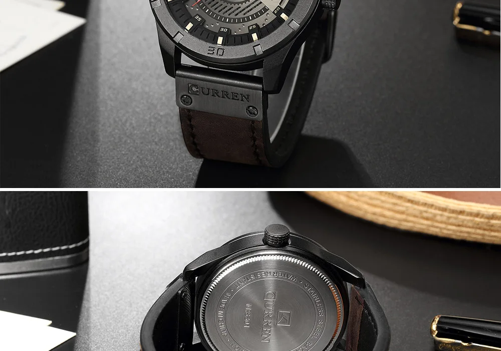 Модные мужские s наручные часы Curren брендовые роскошные кожаные кварцевые мужские часы повседневные спортивные часы мужские Relogio Masculino 8301 Прямая