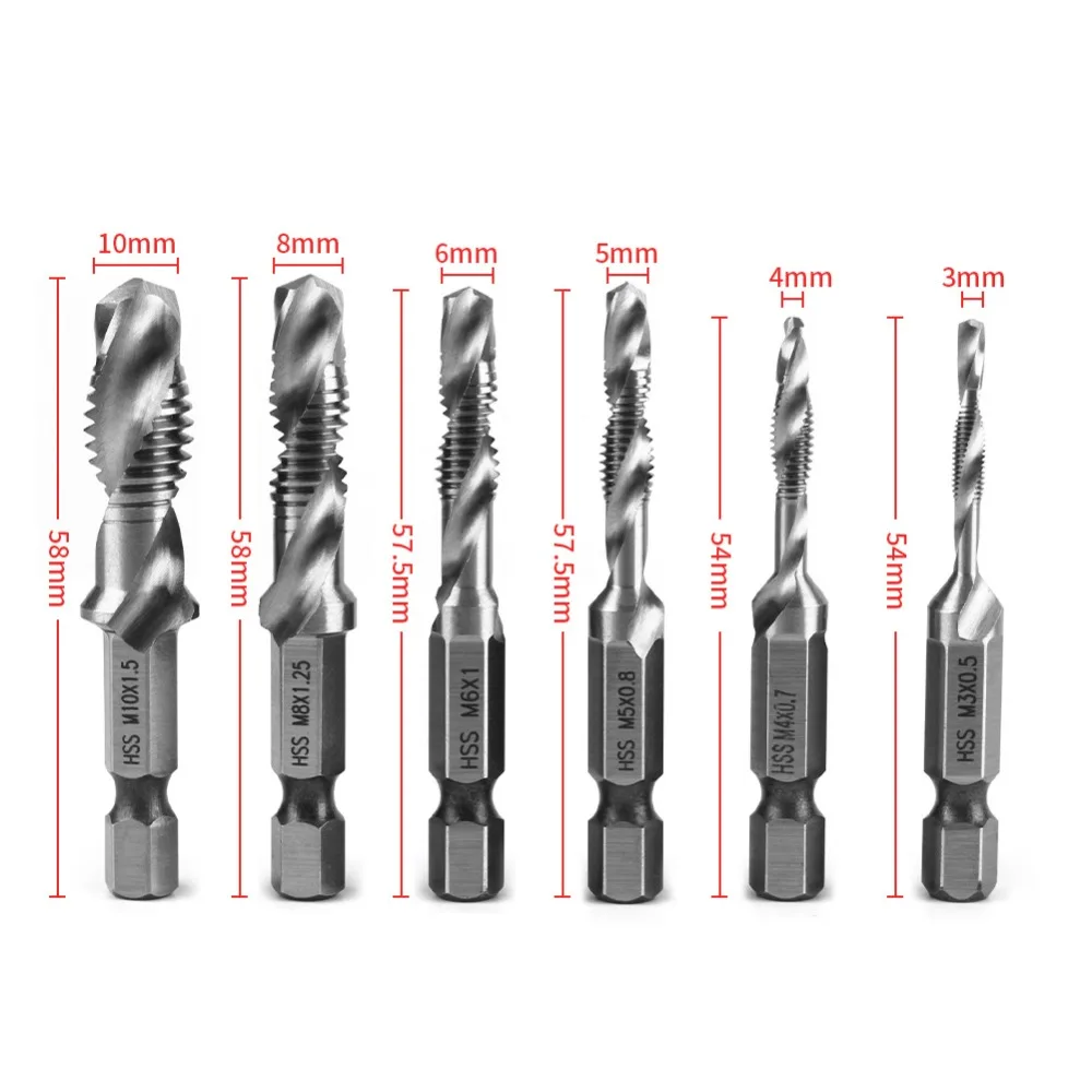 

HSS Twist Drill Bits 1/4" Hex Shank Drill & Tap Taper Drill Bits Power Tool Part Woodworking Drill Bit Hand Tool