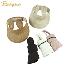 Складная детская шляпа с кроликом, летний соломенный козырек, Детская Милая регулируемая детская Солнцезащитная шляпа для мальчиков и девочек, 1 шт