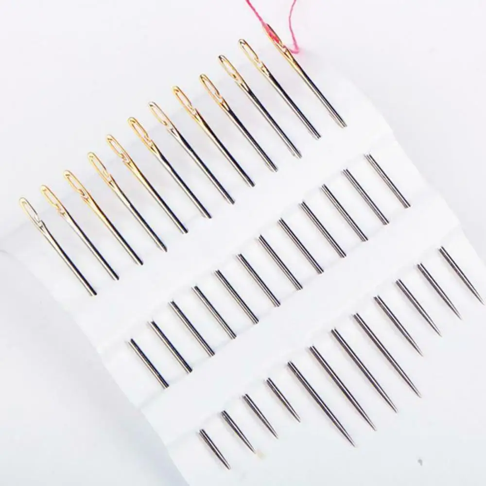 One Second-Needles Self Threading Needles Hand Sewing Repair Set of 12 Cloth Needles