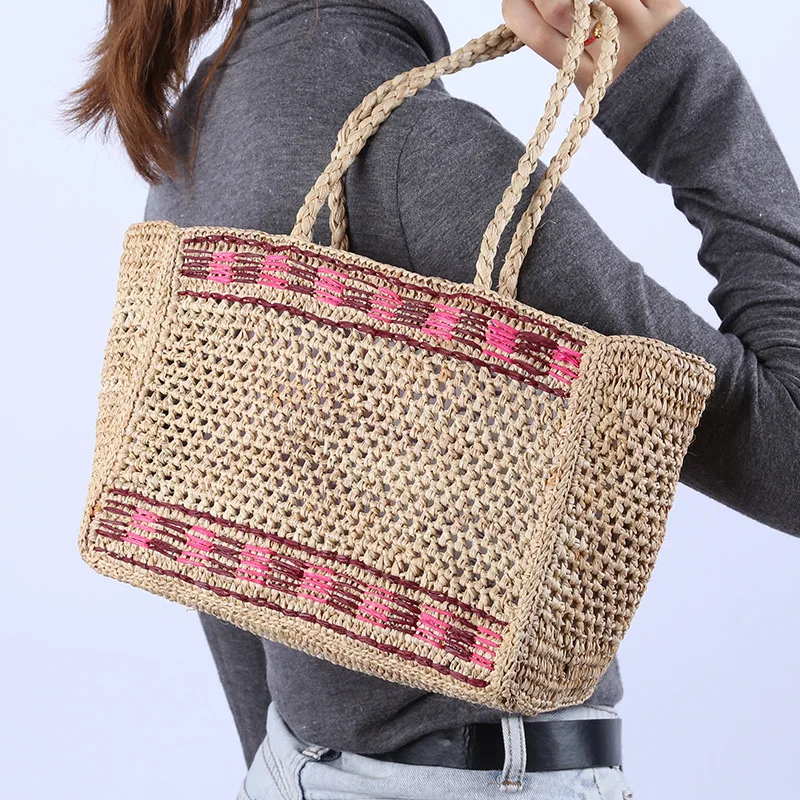 

Large Capacity Women Straw Handbags Fashion Designer Ladies Shoulder Messenger Bags High Quality Casual Summer Female Tote Bags