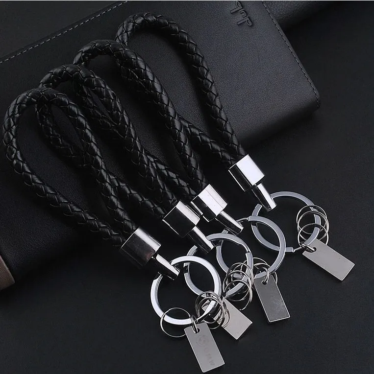 

Custom hand-woven pu leather rope couple key chain car creative pendant for keychain