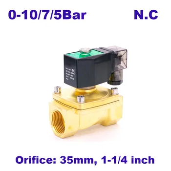 

GOGO 2 way Pneumatic Brass 1 1/4" water solenoid valve zero pressure start 24V DC Orifice 35mm normal close PU-35 with plug type