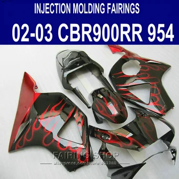 

100%ABS plastic Fairings For HONDA cbr954rr 03 02 cbr900rr 954 2003 2002 (Red flames ) Best quality Fairing kit C53