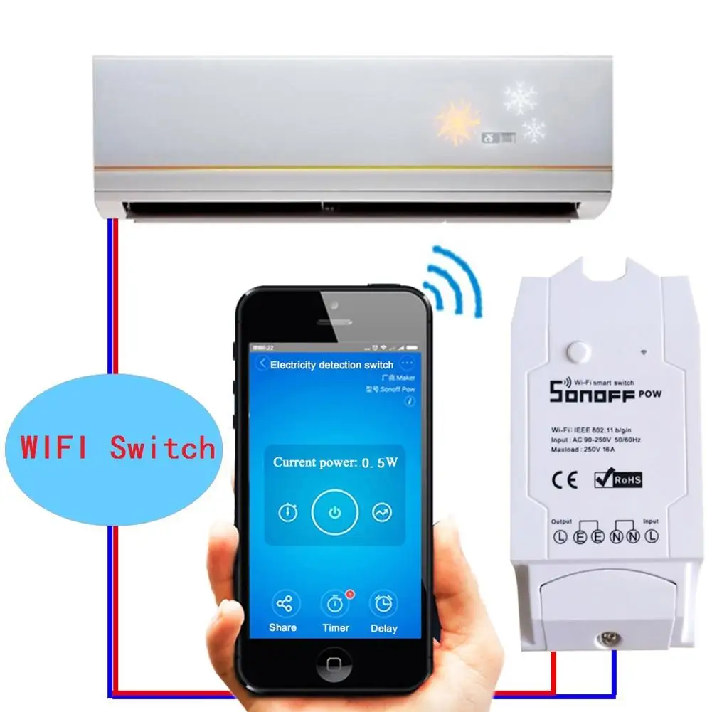 

Smart Wifi Switch Controller Real Time Power Consumption Measurement 16A Device Home Improvement