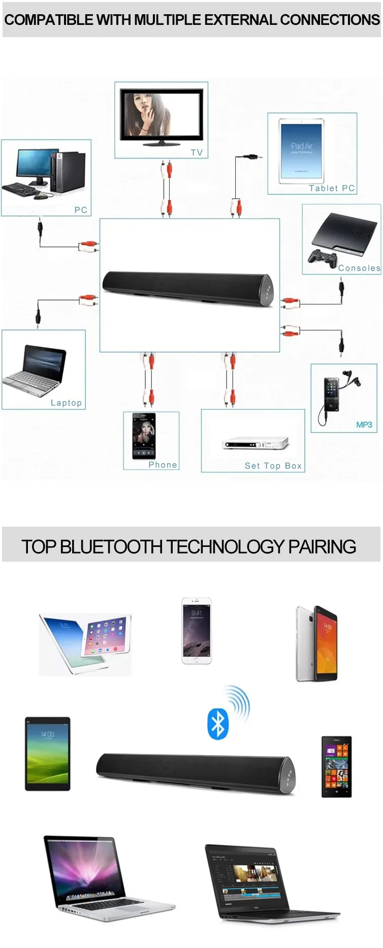 60 Вт оптические Hi-Fi Bluetooth беспроводные колонки Smart Mix бытовой Саундбар объемный стерео звук сабвуфер для xiaomi tv HD tv