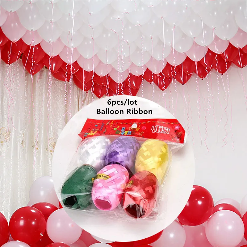 5 м воздушные шары, цепочки, аксессуары, свадебные шары, украшения для дня рождения, детский фон для взрослых, сделай сам, Декор, шарики, уплотнения, клипсы - Цвет: 6Pcs Balloon Ribbon