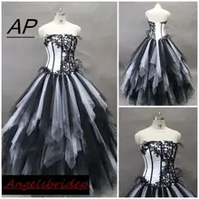 ANGELSBRIDEP Vestido De Quinceaneras Бальные платья Черно-белые тюлевые Многослойные милые 16 Бальные платья с кисточками на заказ