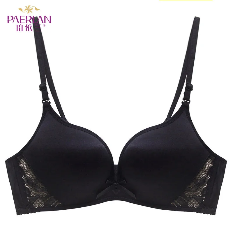 PERLAN Seamless Wire Free Push Up bra Bow gather breasted solid