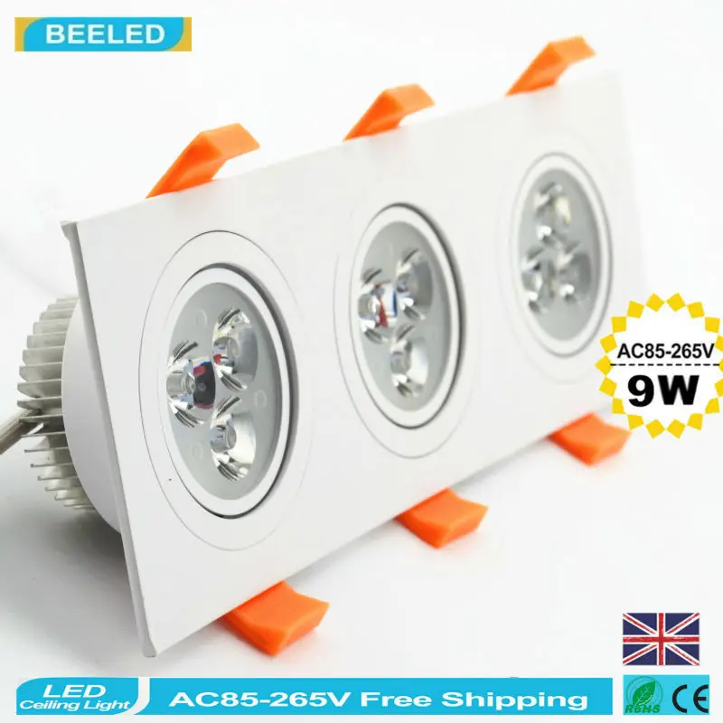 

1X 3W 6W 9W 12W dimmer Dimmable 220V 110V LED ceiling lights Indoor led Lamp square white aluminum spot lamp with LED driver