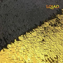Высокое качество 125*45 см золотисто-черный реверсивный Русалка рыбья чешуя блесток ткань блестящие пайетки ткань для платья/бикини/подушки