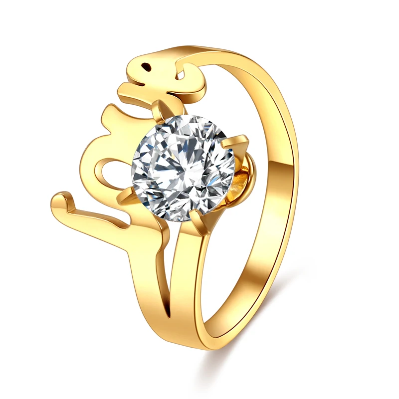 CACANA Promotions Women/Men Wedding Band Ring Gold Color Plated Engagement Ring Stainless Steel Forever Love Couple's Anel Bague