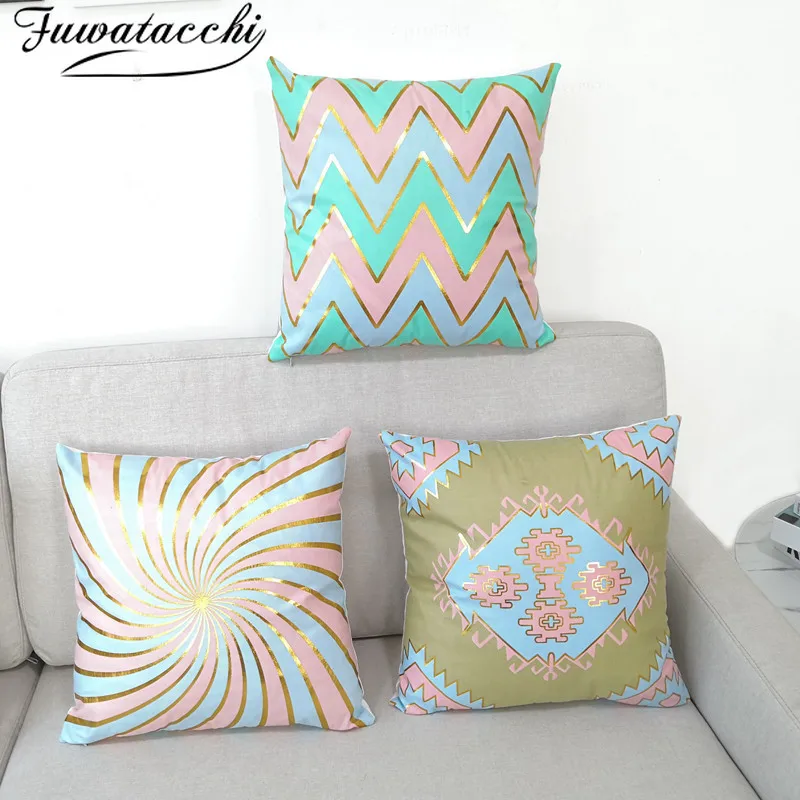 

Fuwatacchi Hot Stamping Cushion Cover Printed Throw Pillow Covers Home Pillow Case for Chair Pillow Cover Decoration Car