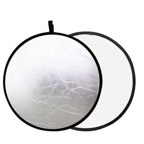 24" 60cm 2 in 1 Silver White Collapsible Disc Reflector For DSLR Camera