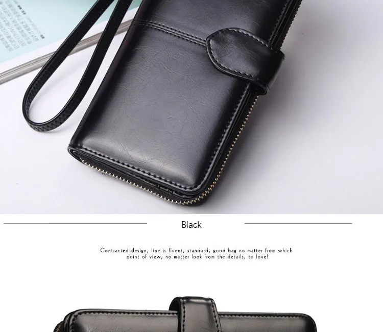 AMONCHY Women Wallets Practical Artificial Leather Female Clutch Wallet Long Zipper Purses (13)