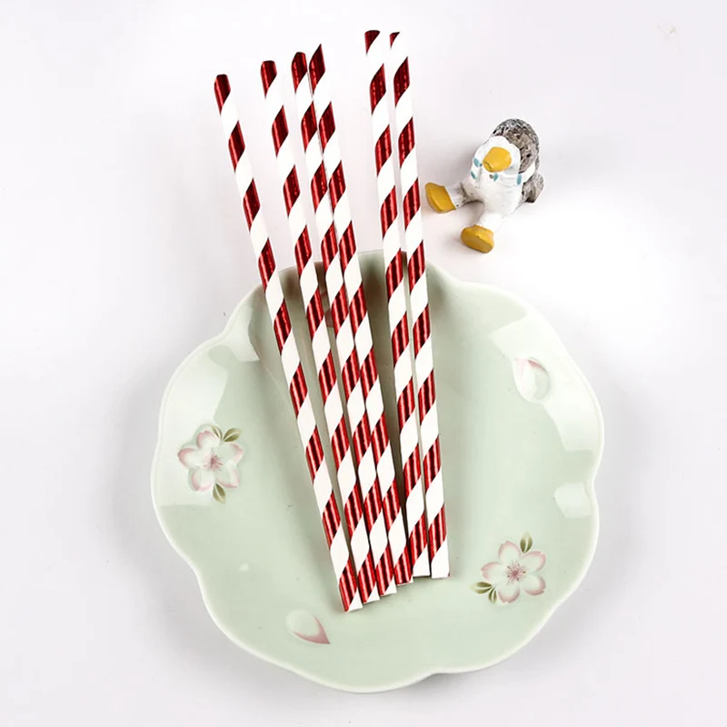 

25pcs Pink Gold Paper Straws for Baby Shower Wedding Party Kids Birthday Party Decoration Supplies Paper Drinking Straws