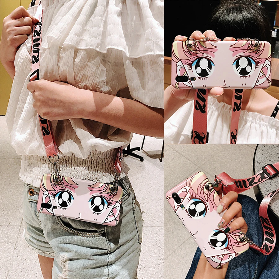 

case for huawei P20 lite pro mate 10 pro nova 3i 3 honor 10 case cover fashion 3d painted with shoulder strap soft silicon shell