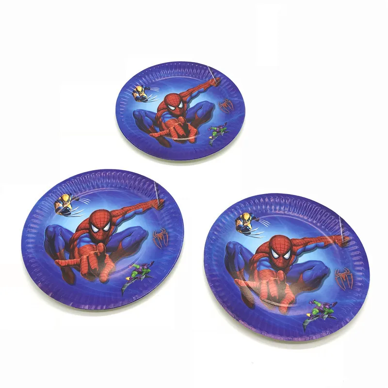 

Party supplies 10pcs disposable paper tray Spider-man theme boy birthday party 7-inch board party round plate decoration supply