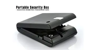 

Portable Fingerprint Safe portable fingerprint box Security Key Gun Valuables Jewelry Box Strongbox Gun safe