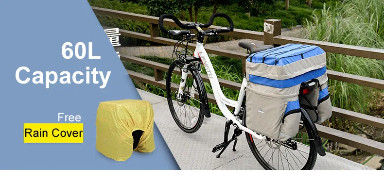 Discount ROSWHEEL 60L Waterproof Bicycle Panniers with Rain Cover Bike Bags Double Side Rear Rack Tail Seat Trunk Bag Pannier 1 Discount ROSWHEEL 60L Waterproof Bicycle Panniers with Rain Cover Bike Bags Double Side Rear Rack Tail Seat Trunk Bag Pannier 1