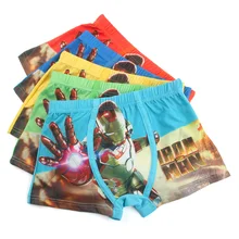 С принтом «Железный человек», Трусы-шорты, трусы для детей Для мальчиков Нижнее белье Трусики для младенцев, боксеры короткие трусы из хлопка, нижнее белье для подростков для От 3 до 11 лет