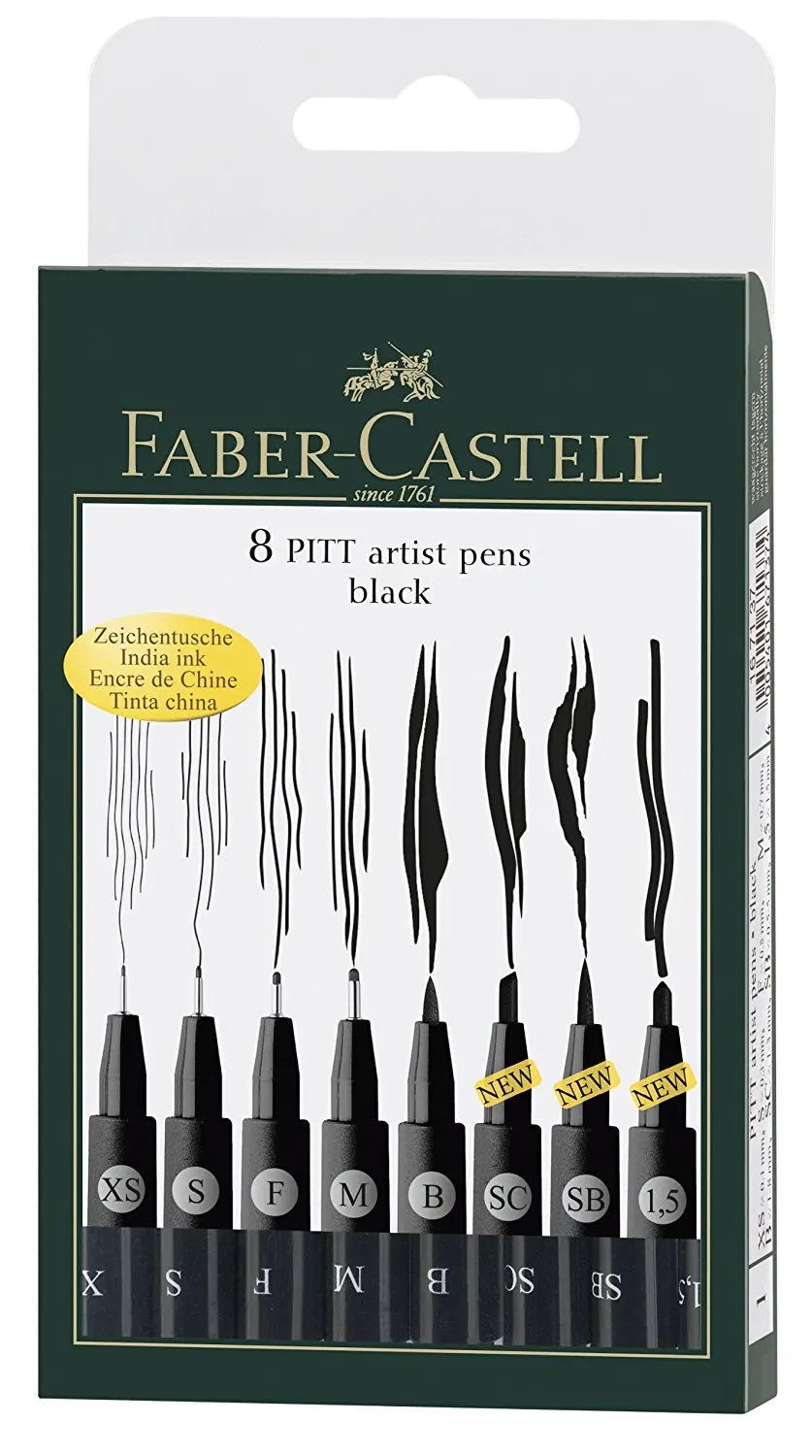 Faber-Castell Питт ручка для художника черная манга детали перо художественная кисть маркер водонепроницаемый Pigma Micron тонкая линия набор 01 03 05 07 10 15