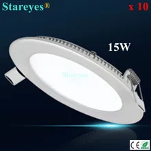10 шт. круглые светодиодные панели 15 Вт 1300LM AC90-265V 2835 SMD Светодиодная лампа прожектор потолочный светильник
