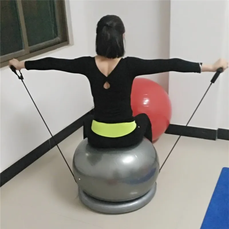 Exercise Stability Yoga Ball with Stability Base Resistance Bands for Gym Home Office Flexible Fitness Balls Seat Balance Ball