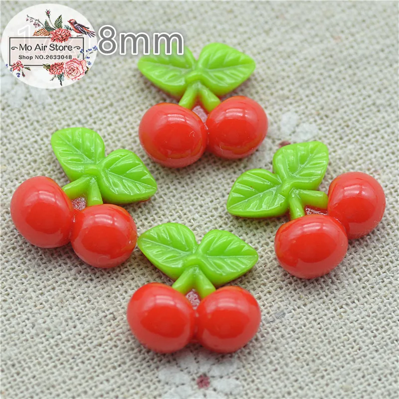 

10PCS Cherry Resin Flat back Cabochon miniature food Art Supply Decoration Charm Craft