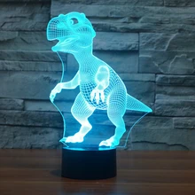 Динозавра 3D LED Иллюзия ночник 7 изменить Цвет сенсорный выключатель настольные лампы Рождество Праздник подарки Новинка освещение