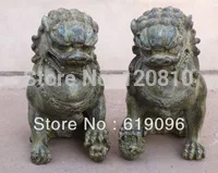 

Collect 1Pair Chinese Bronze Guardian Lion Foo Fu Dog Statue