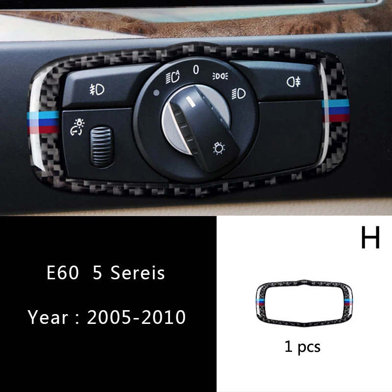 Углеродное волокно салона автомобиля переключения передач кондиционер CD панель двери подлокотник декоративные полоски крышка отделка наклейки для BMW 5 серии E60 - Название цвета: H Type