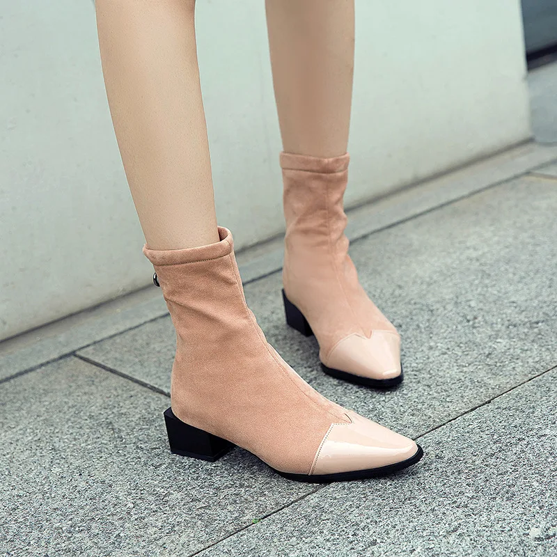 High Quality Ankle Boot Suede Soft Leather Women Boots Back Zip Short Plush Spring Autumn Boots Plus Size Shoes Ladies Fletiter Women's Shoes