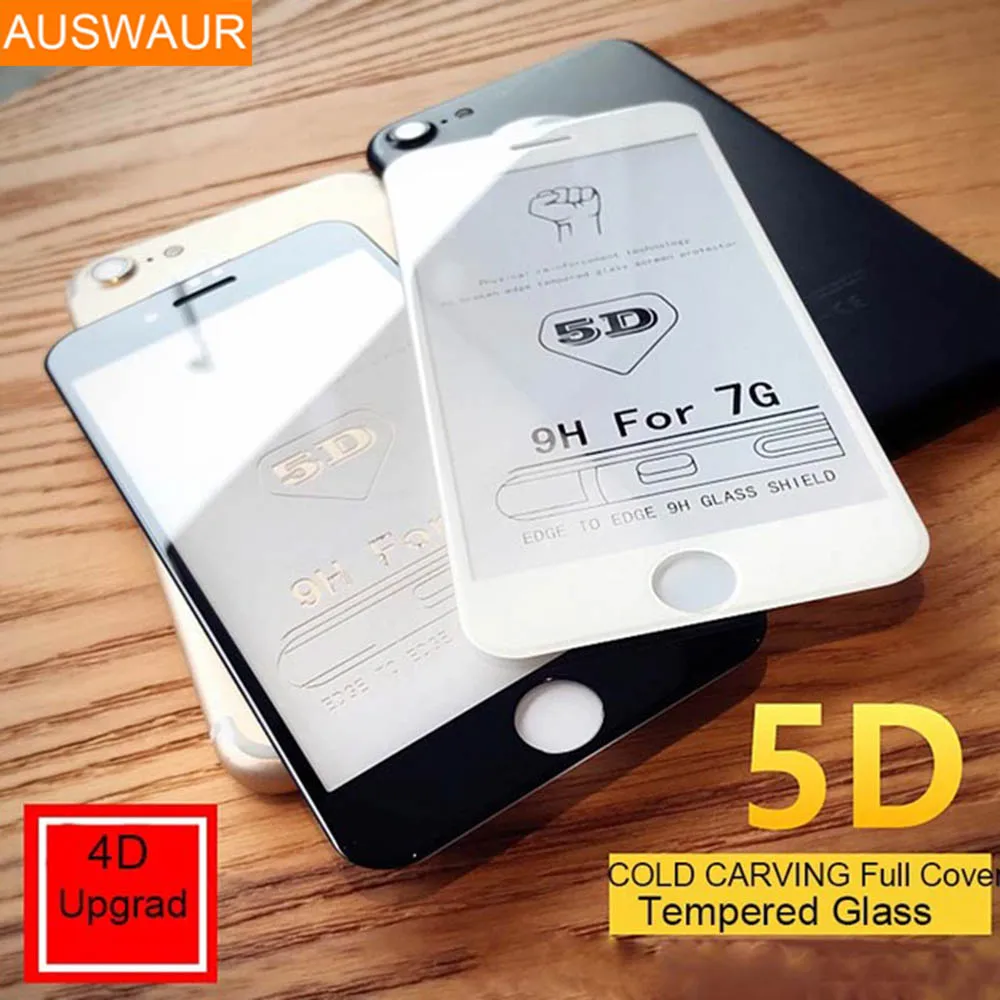 

New Upgrade 4D 5D Cold Carving Full Curved Screen Protector For iPhone 7 6 6s 9H Tempered Glass Guard Film For iphone 7 plus