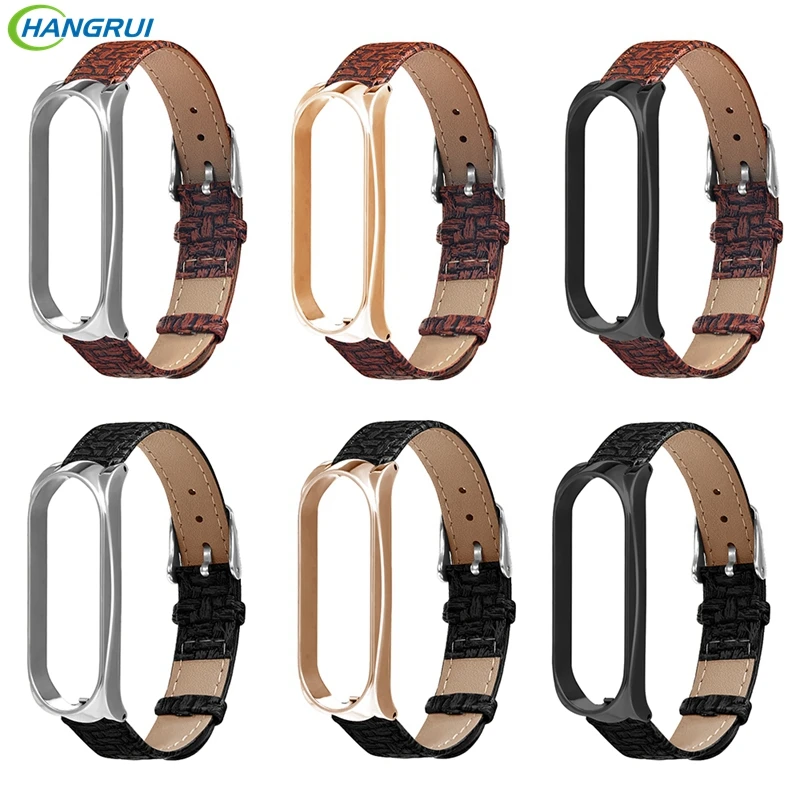 Hangrui Leather Smart Watch Band For Xiaomi Mi Band 3 Strap Sport Genuine Leather For Xiaomi Mi Band 3 Bracelet Miband 3 Strap