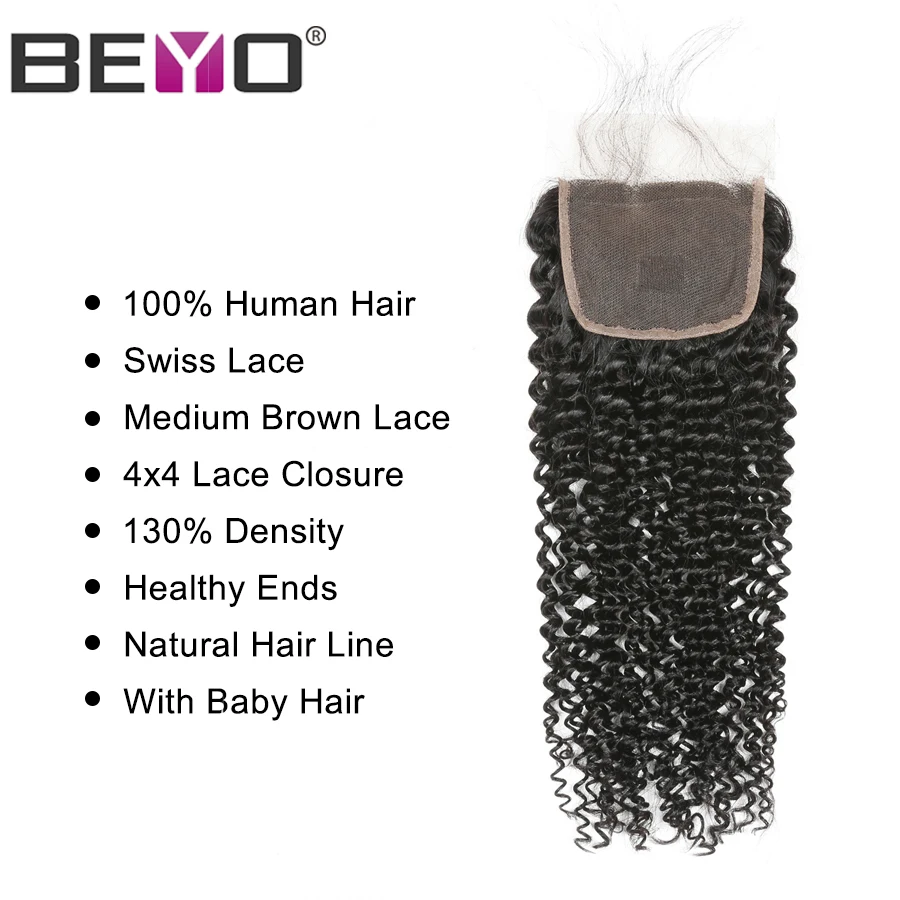 Beyo Kinky Curly Hair Bundles With Closure Brazilian Hair Weave Bundles With Closure Human Hair 3 Bundles With Closure Non Remy (7)