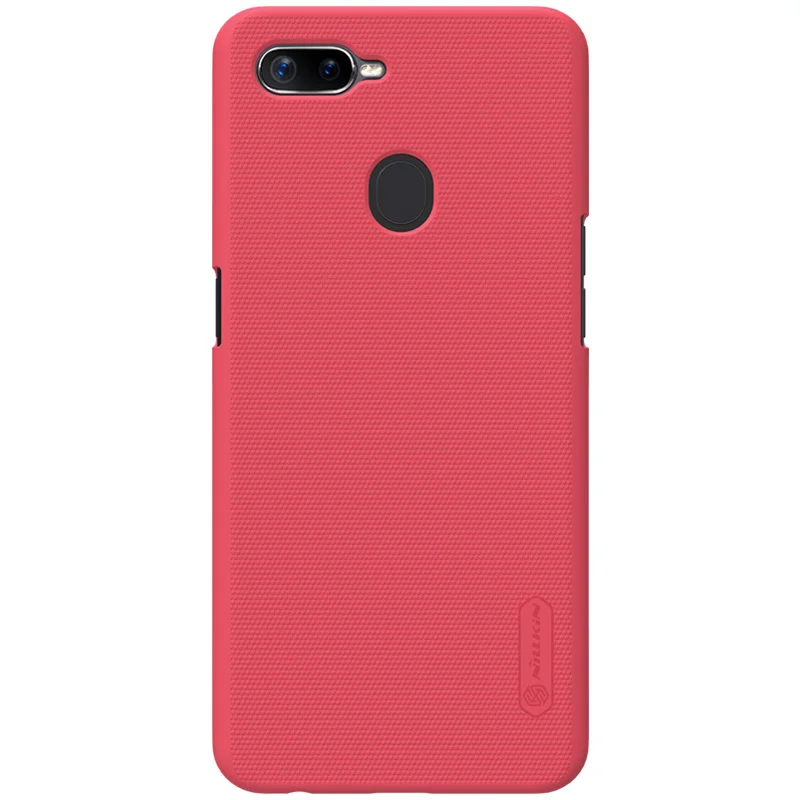 Красный Для Oppo F9 чехол для телефона Nillkin матовый щит PC задняя крышка чехол для OPPO F9 Pro Подарочная стеклянная пленка - Цвет: Красный