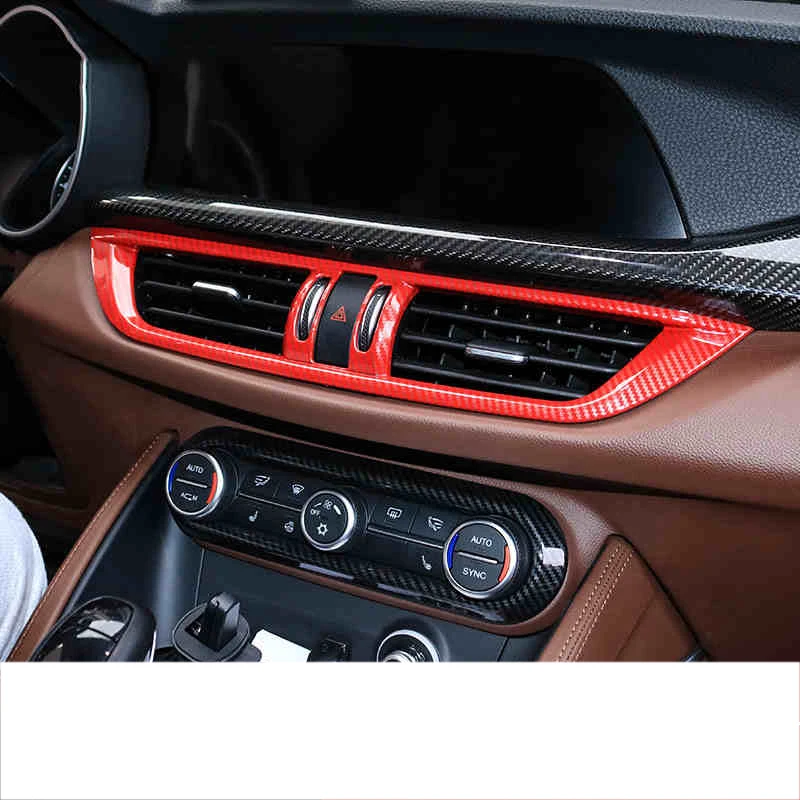 

Lsrtw2017 Carbon Fiber Car Central Control Instrument Panel Air Outlet Frame Sticker for Alfa Romeo Stelvio 2016 2017 2018 2019