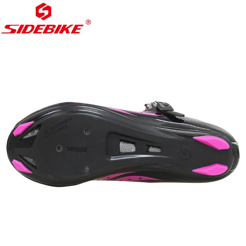 SIDEBIKE/Профессиональная женская обувь для шоссейного велосипеда с нейлоновой подошвой; дышащая обувь для велоспорта; гоночная обувь для шоссейного велосипеда с липучкой