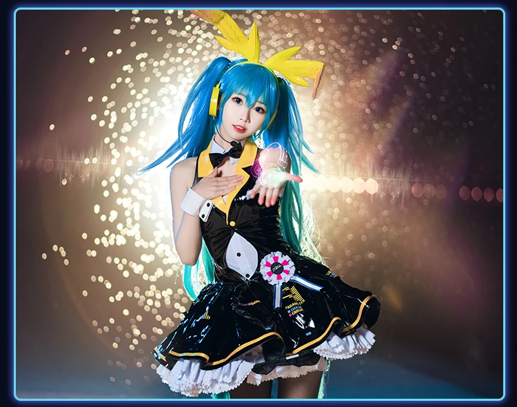 CosplayLove Vocaloid Мику Банни девушка косплей костюм черное платье для женщин Хэллоуин Рождество