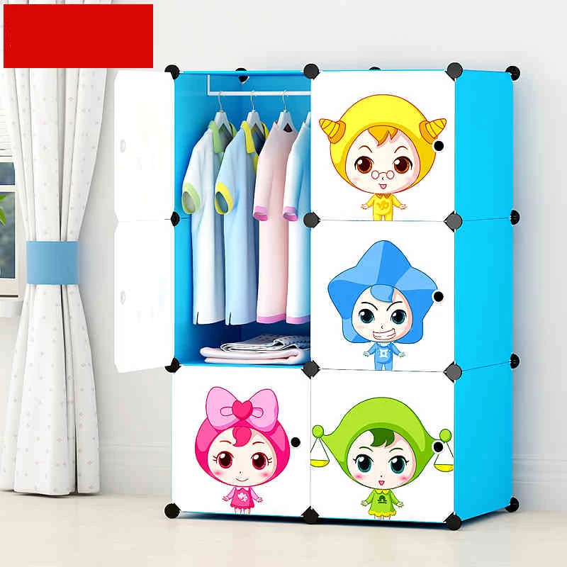 أطفال الكرتون الراتنج خزانة خزانة بسيطة تخزين ثلاثة طبقة التسليح تلقي محفوظ ملابس الطفل خزانة JJ022