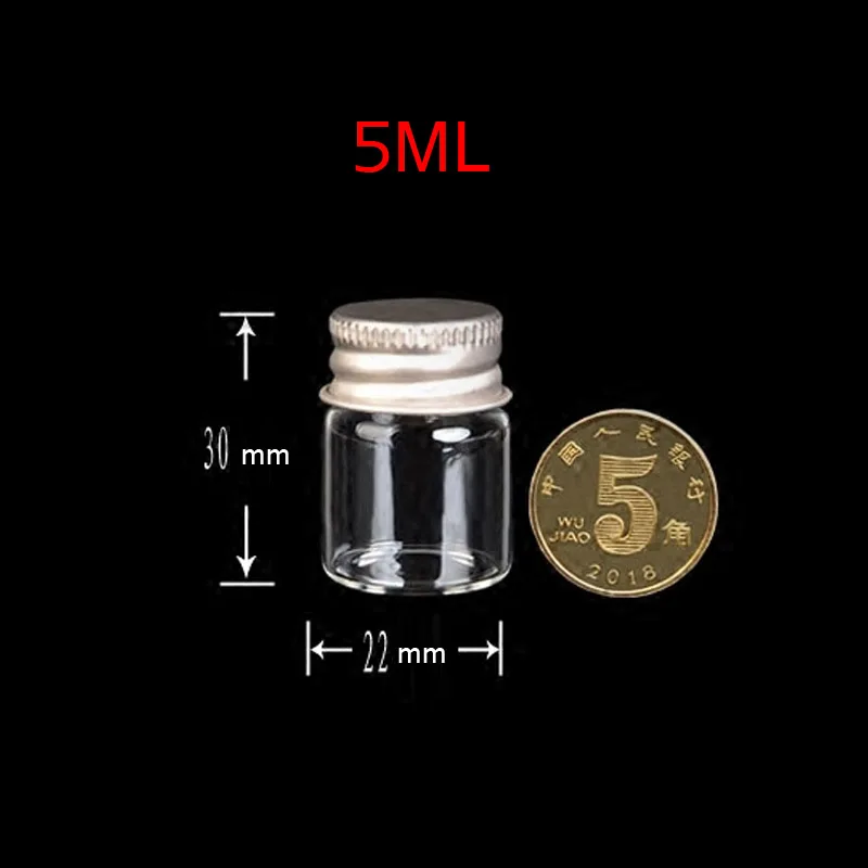 Маленькая прозрачная стеклянная бутылка алюминиевая крышка стеклянная бутылка герметизации стеклянных бутылки, желающие бутылки косметики упаковки - Цвет: 5ml