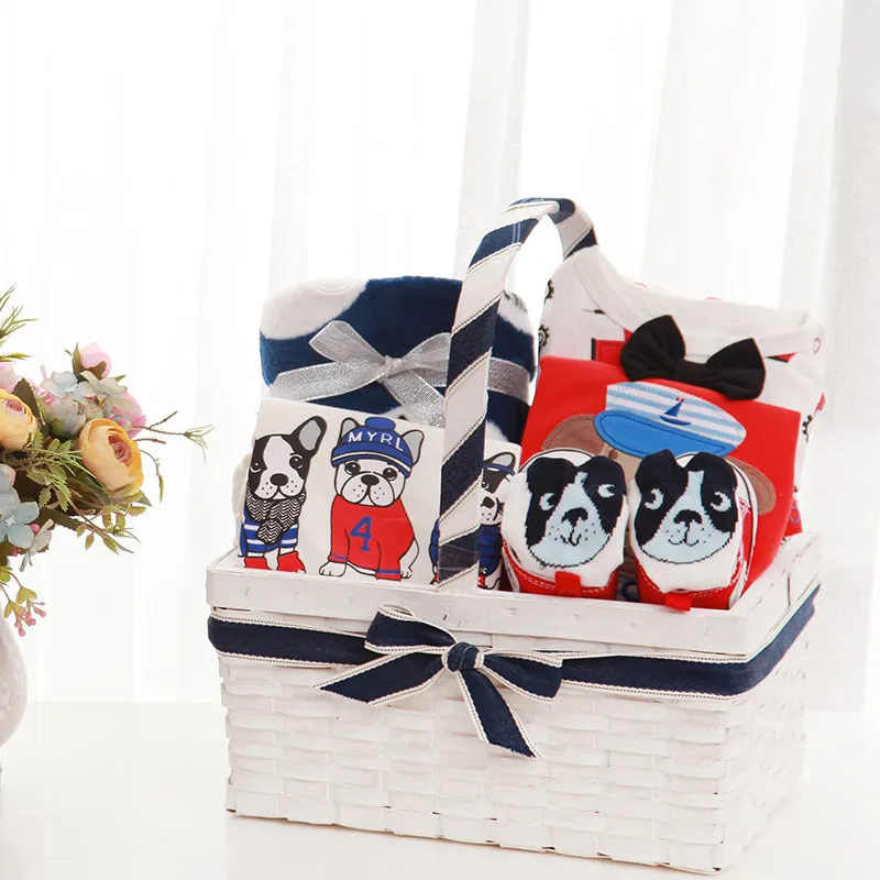 

Cocostyles bespoke hot distinctive lovely dog baby gift baskets with high quality baby clothes shoes for newborn baby boy