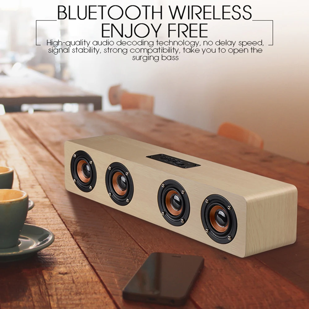 

W8 12W Wood Bluetooth Wireless Speakers Stereo Subwoofer Altavoz Wood Home Audio Soundbar Handsfree TF caixa de som for Phone PC